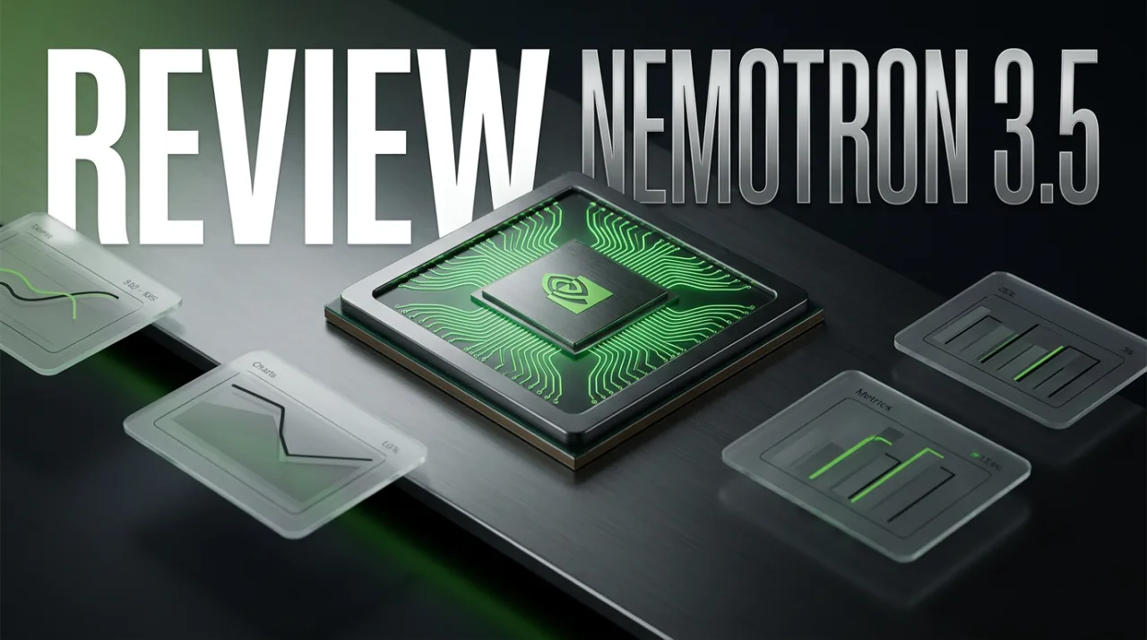 NVIDIA Nemotron 3.5 Super VL AI model review cover with glowing enterprise chip hardware.