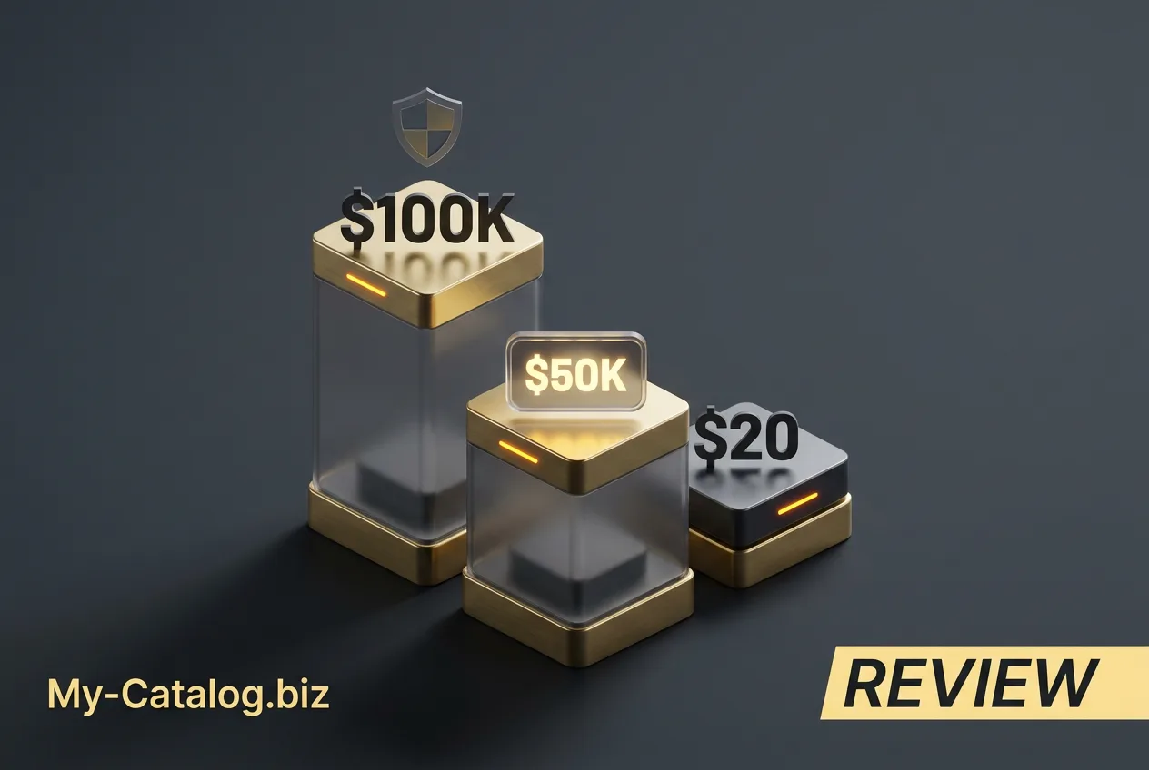 3D infographic showing Binance Agent OS daily transaction caps of $50K, $100K, and $20 on dark glass pedestals.