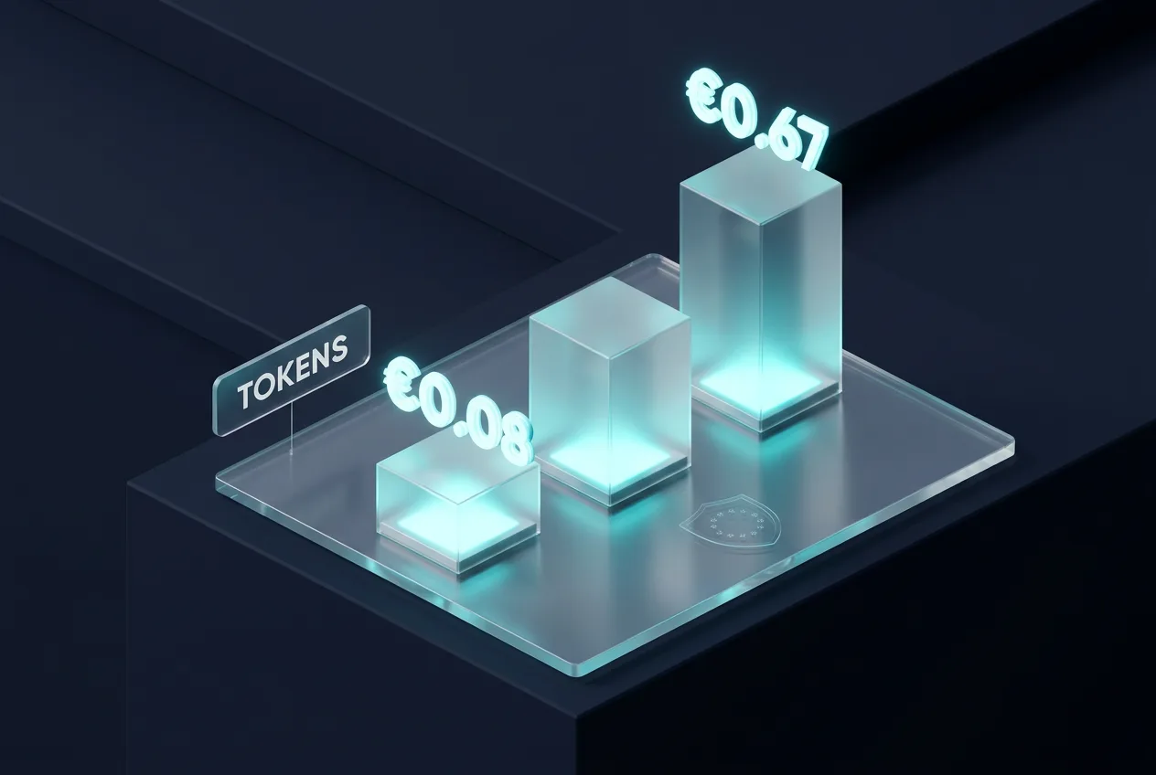 3D data visualization of OVHcloud AI Endpoints token pricing per million tokens.