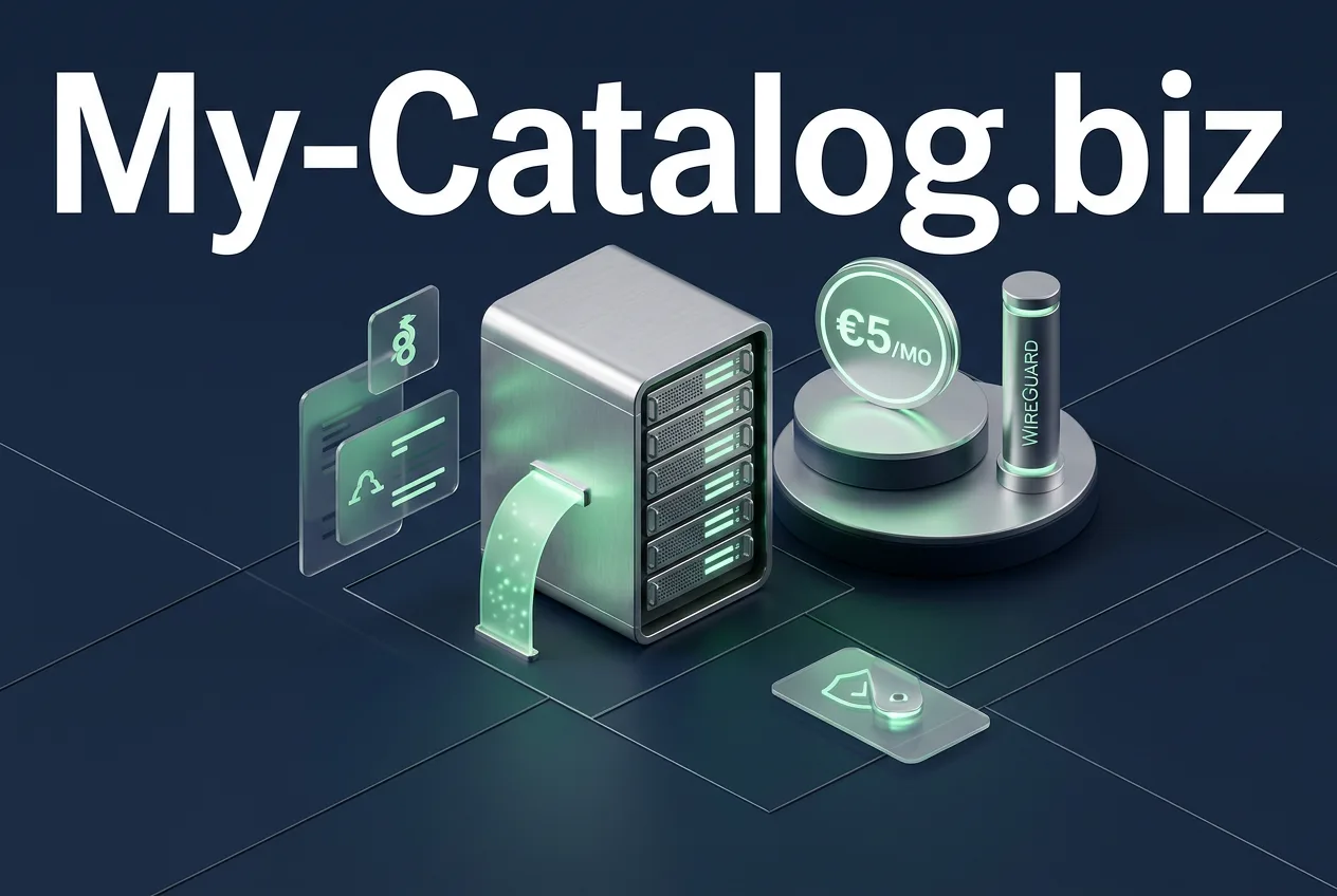 3D infographic of Mullvad VPN server rack with flat pricing badge and WireGuard encryption.