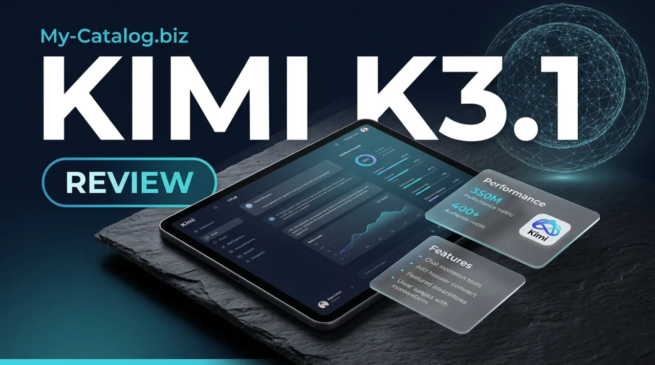 Kimi K3.1 Pro AI review editorial cover with tablet interface and model specifications