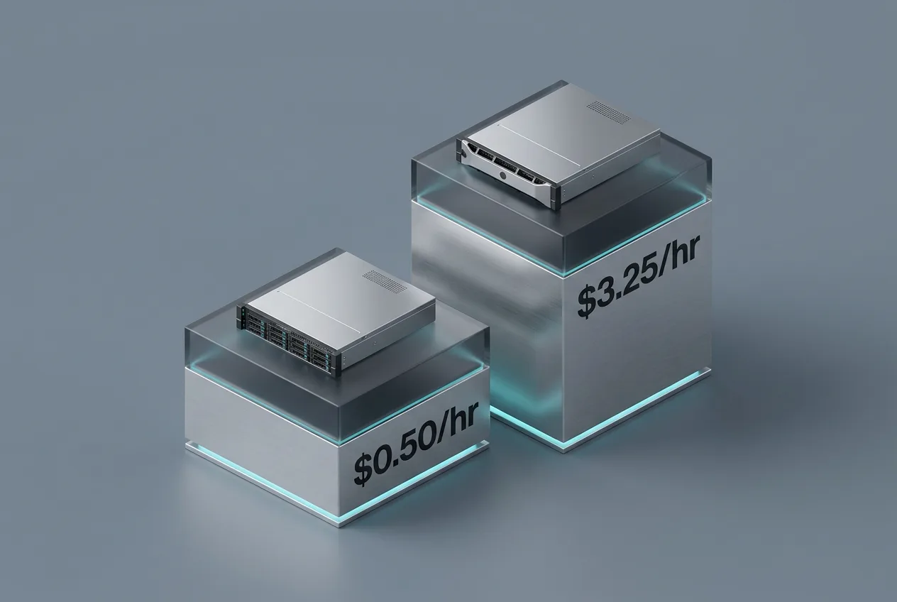 Infographic comparing Lumen bare metal server tiers with hourly pricing